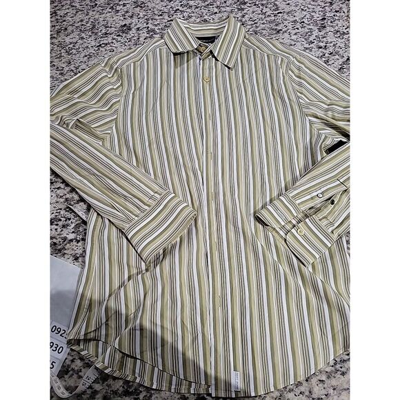 Dkny Other - Men's DKNY Shirt - Small‎ - Striped - Gold/white